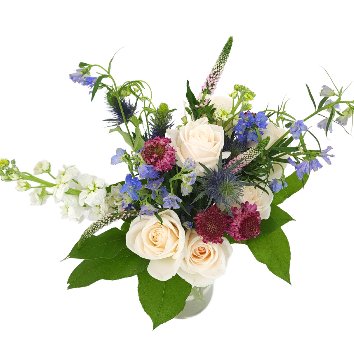 hailey Purple, White, And Blue Vase Arrangement Birthday Flower Bouquet Singapore
