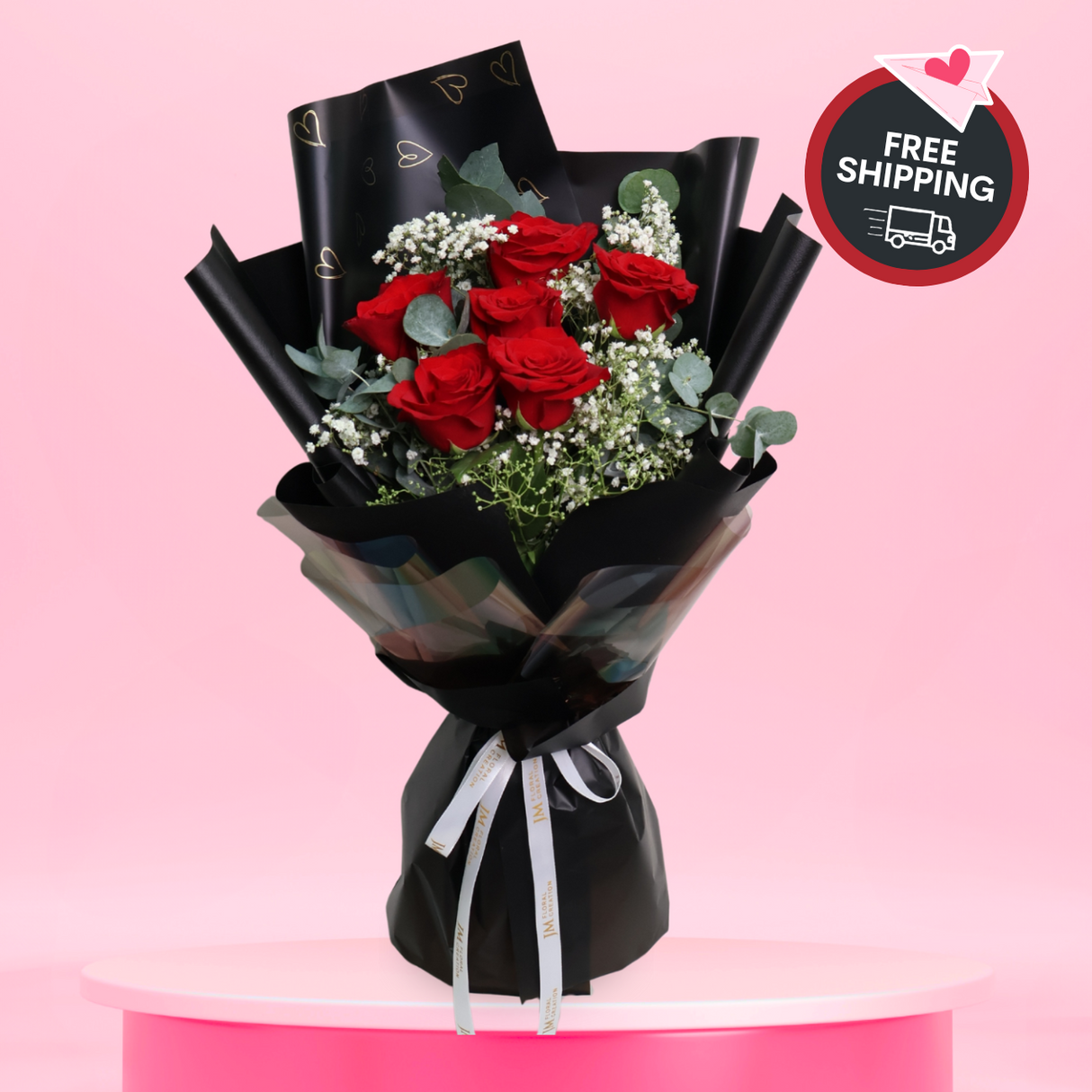 Heartfelt Praise (6 Roses) - Valentine Flower Bouquet