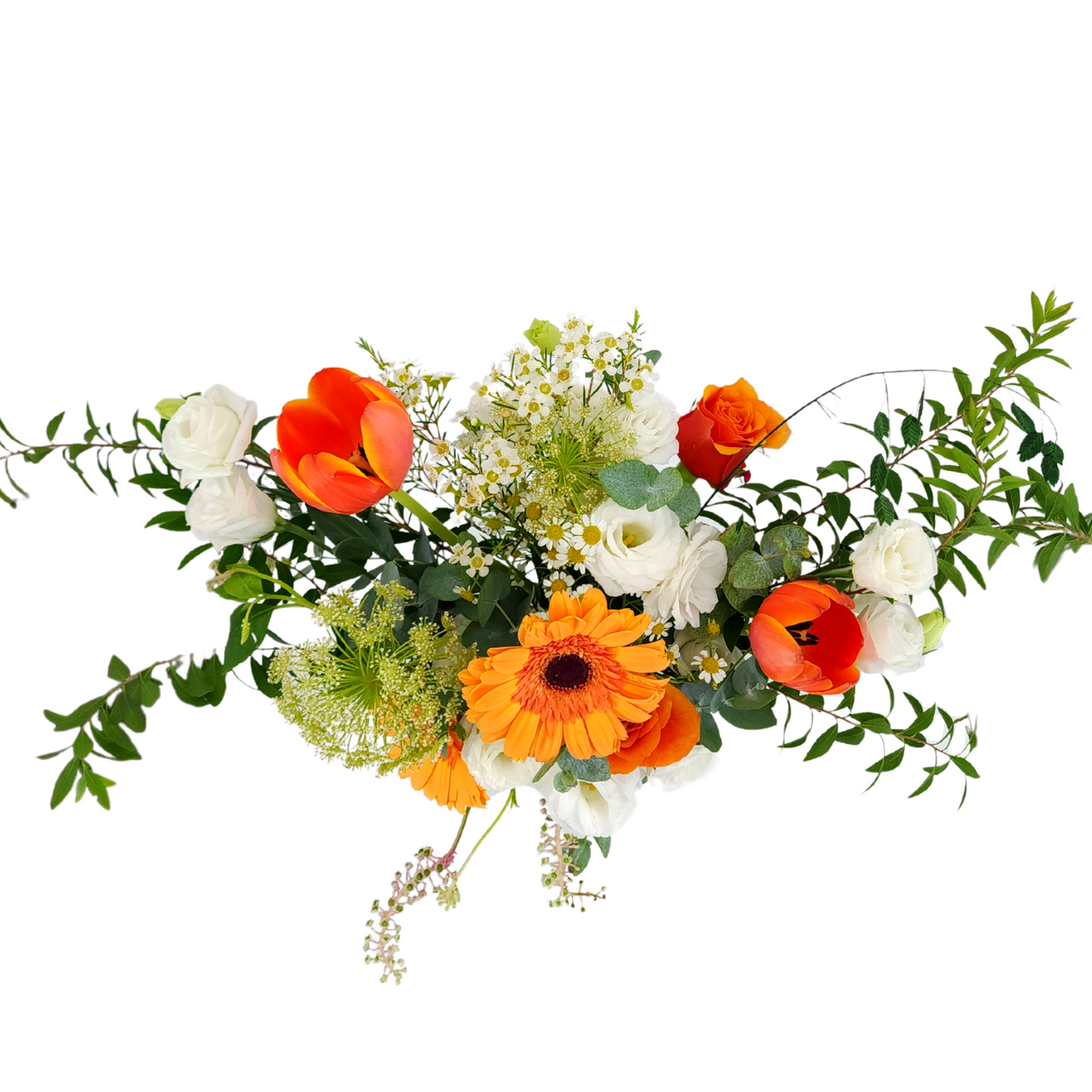 isla Orange Roses & Tulips Vase Arrangement Birthday Flower Bouquet Singapore