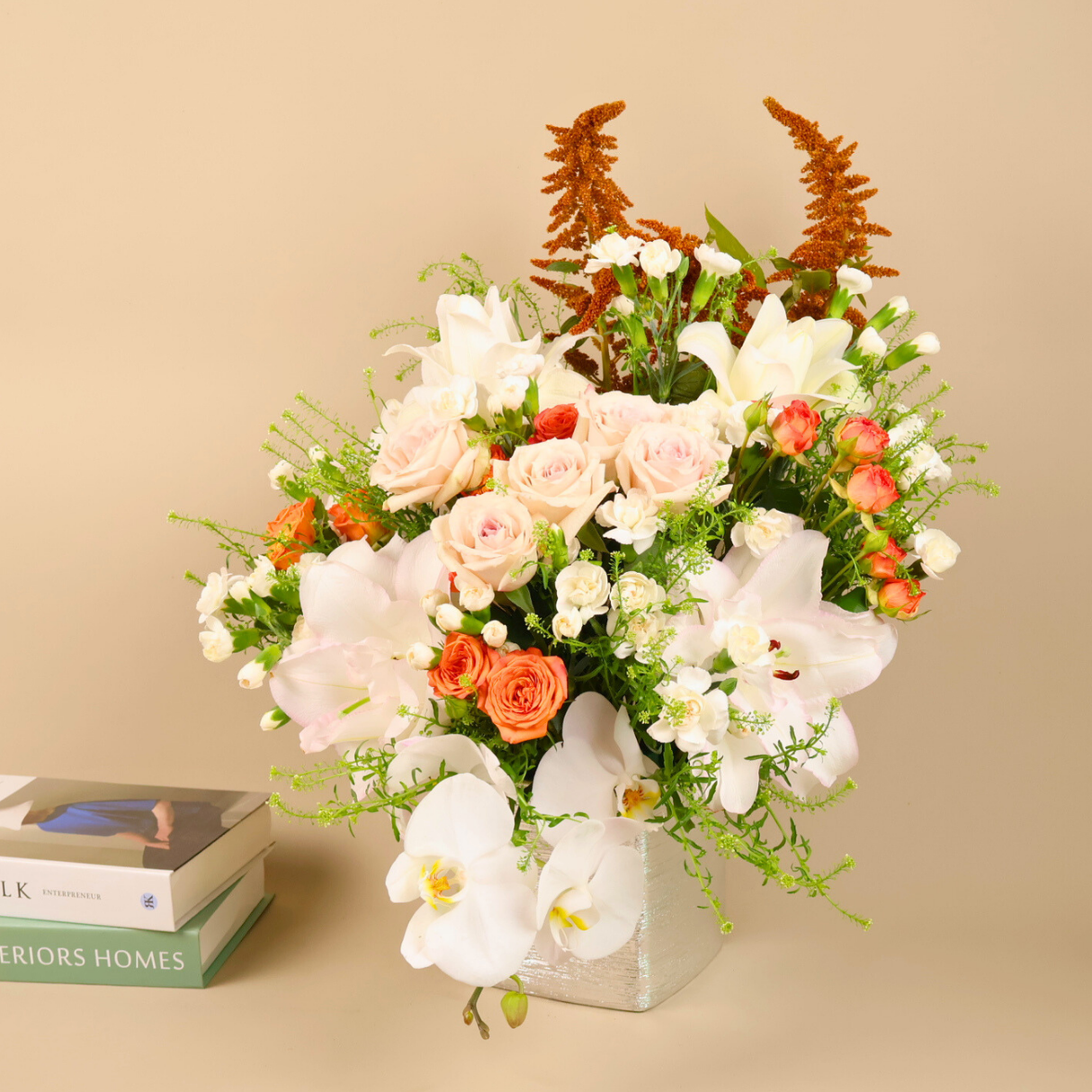 Ivory Bliss (2 Lilies, 5 Roses)