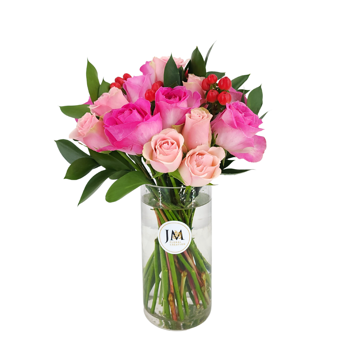 julieta Pink Roses Vase Arrangement Birthday Flower Bouquet Singapore