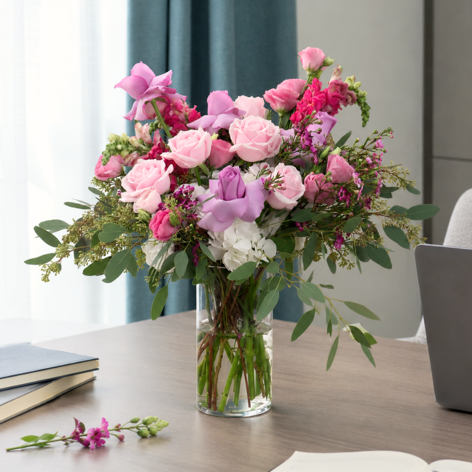 Kara (9 Roses) - Vase Arrangement