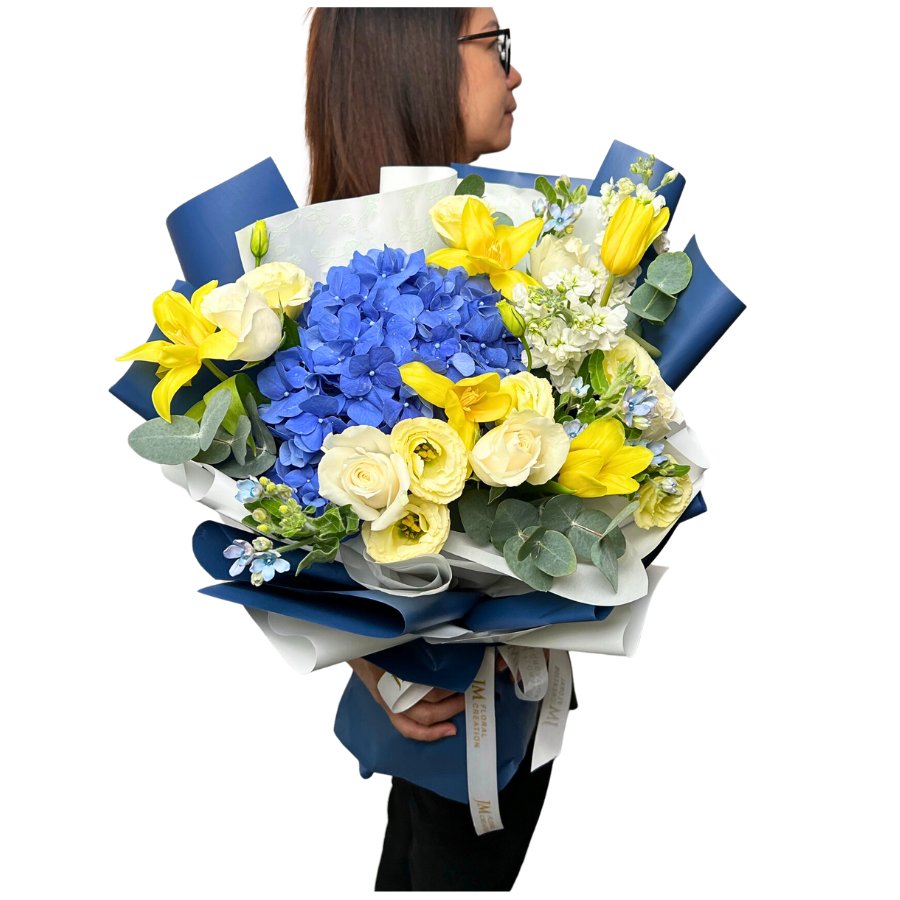 Karla (Hydrangea, Tulip, Roses) - Flower Bouquet