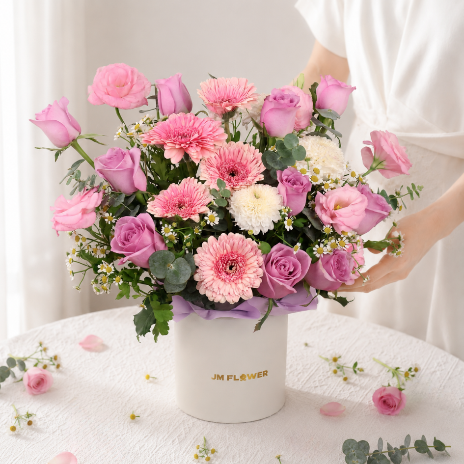 Kiara (Roses, Gerbera) - Flower Box