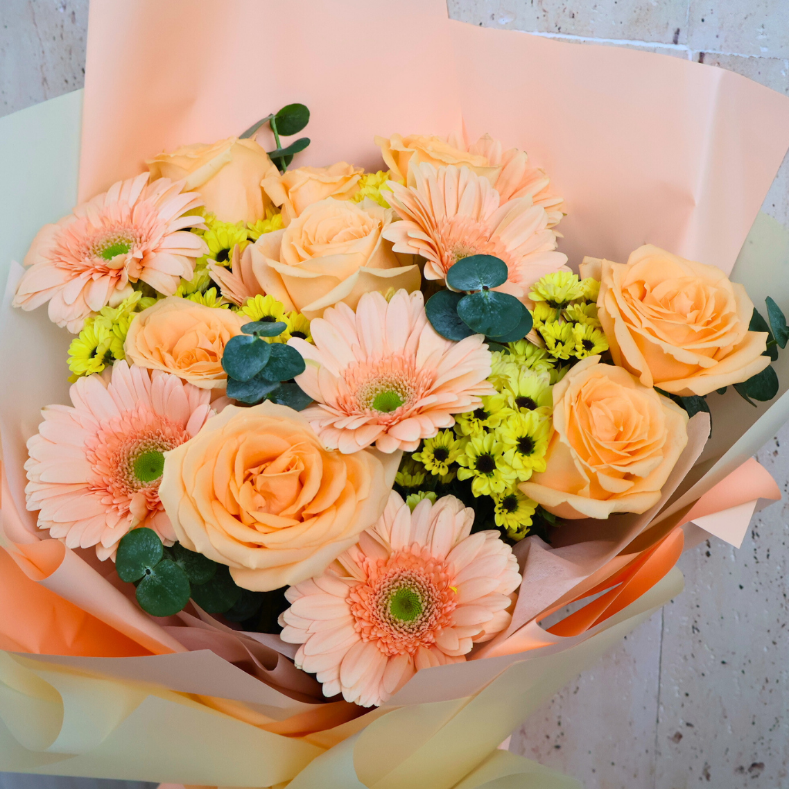 Kira (6 Gerberas, 9 Roses) - Flower Bouquet