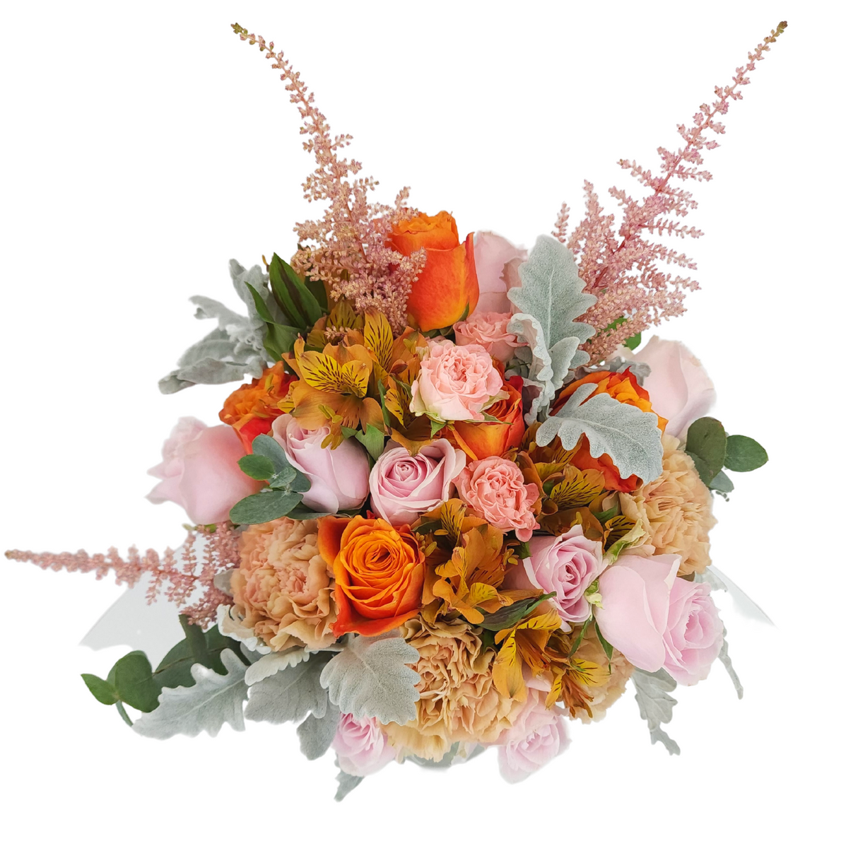 lara Pink And Orange Roses Vase Arrangement Birthday Flower Bouquet Singapore