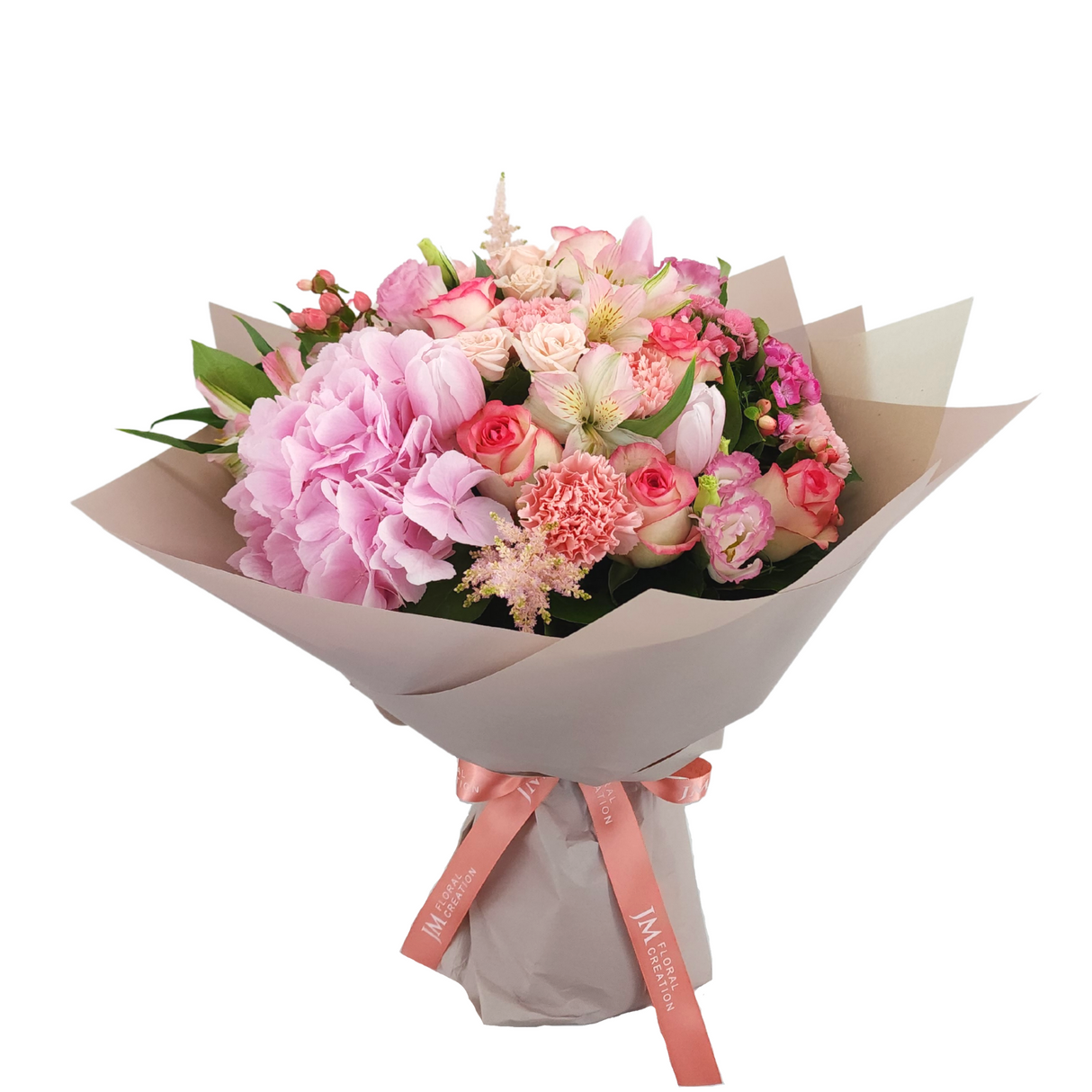 lily Hydrangeas, Carnations and Roses Birthday Flower Bouquet Singapore