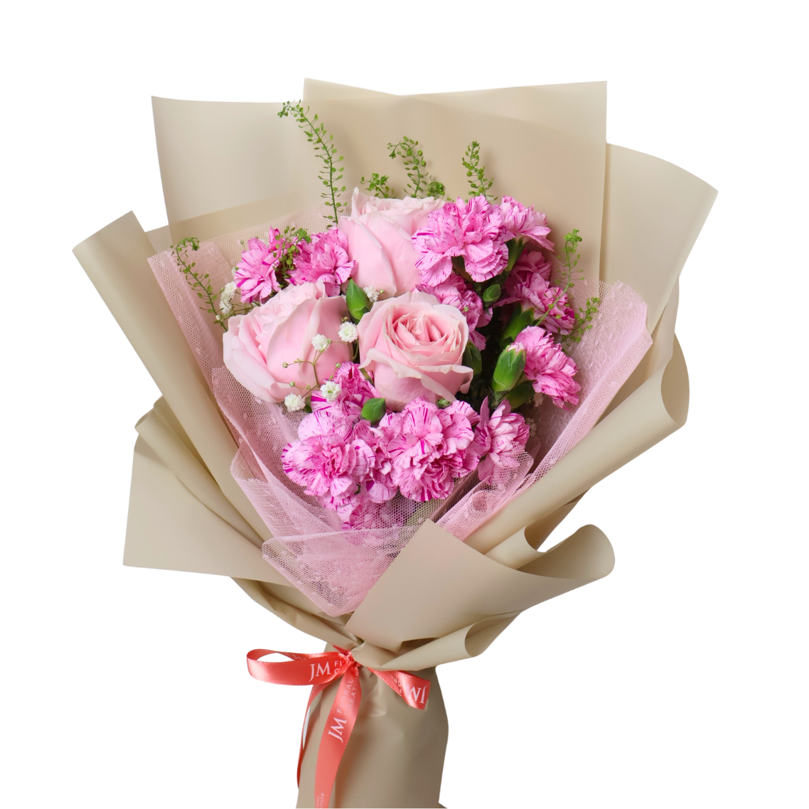 Loving Appreciation (3 Roses, 3 Carnation Spray) - Flower Bouquet