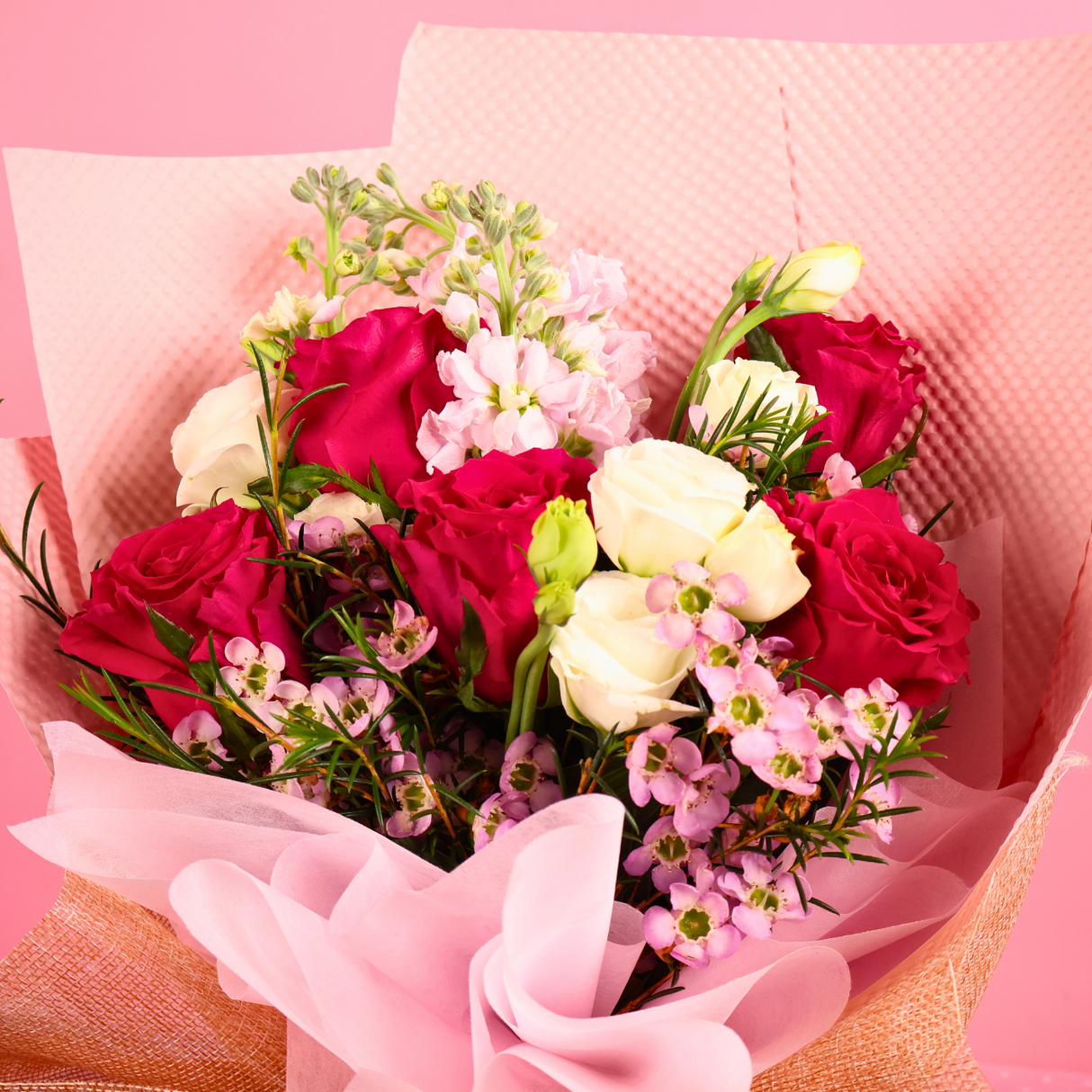 Lush Femme (5 Roses, 5 Mattiolas)- Flower Bouquet