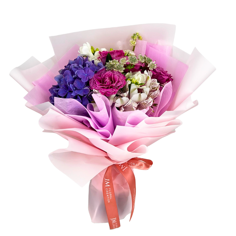 Maisie (Hydrangea, Mattiola, Rose Spray) - Flower Bouquet