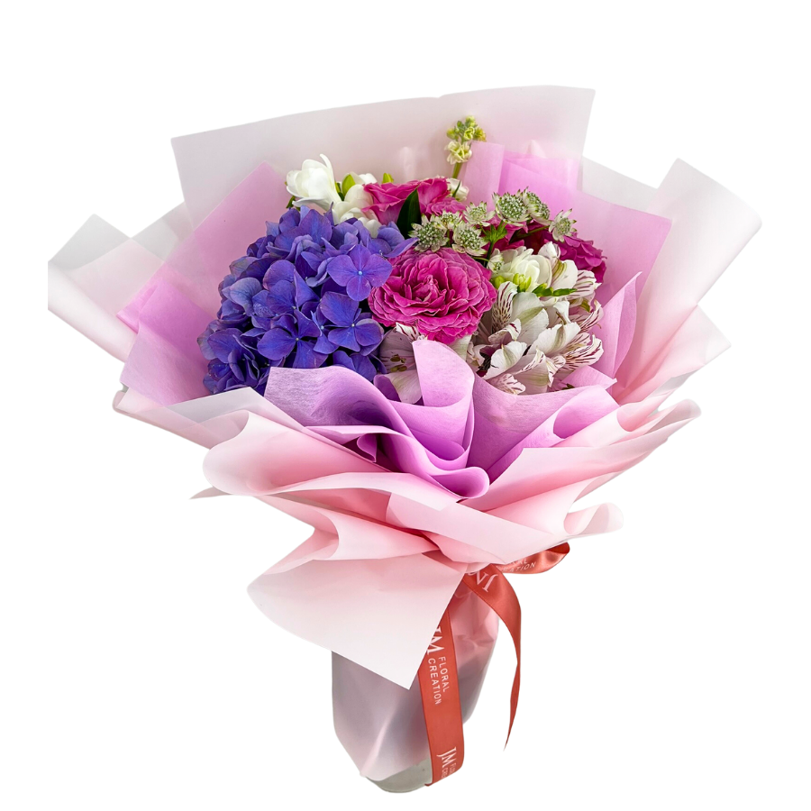 Maisie (Hydrangea, Mattiola, Rose Spray) - Flower Bouquet