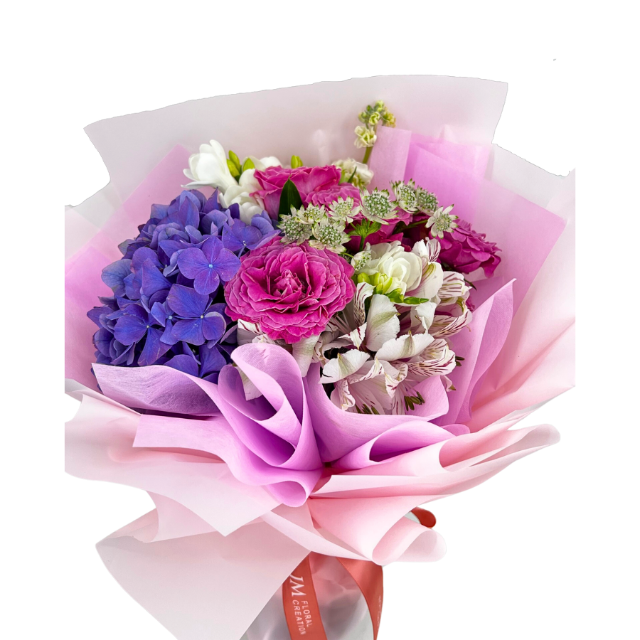 Maisie (Hydrangea, Mattiola, Rose Spray) - Flower Bouquet