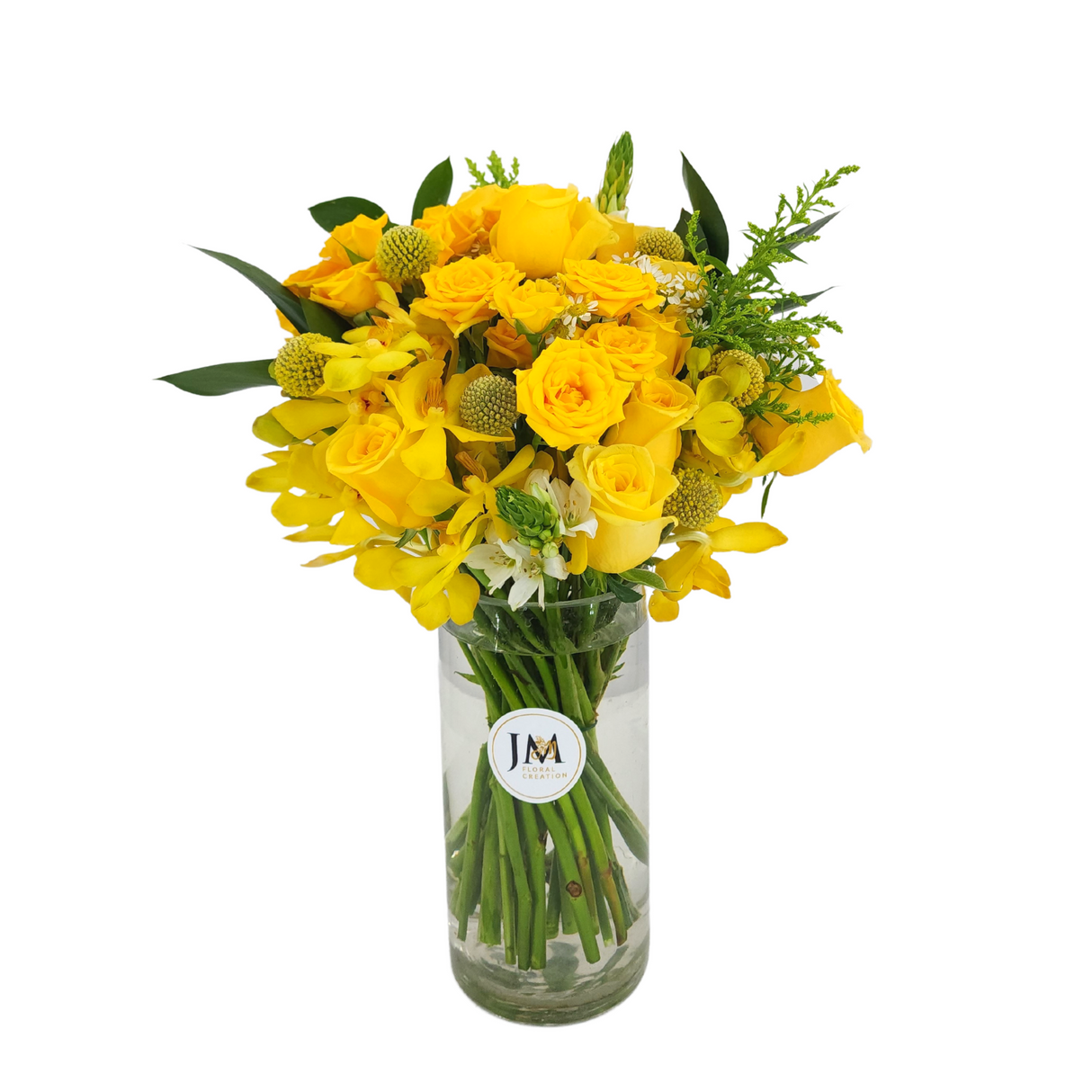 marie Yellow Roses Vase Arrangement Birthday Flower Bouquet Singapore