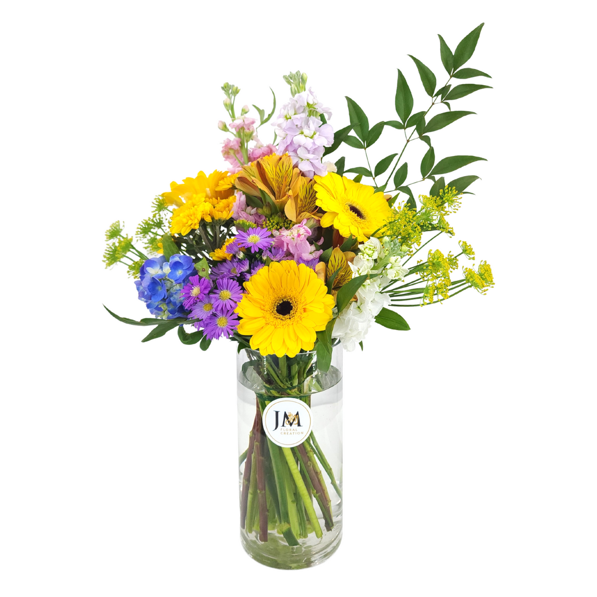 maritza Blue and Yellow Vase Arrangement Birthday Flower Bouquet Singapore