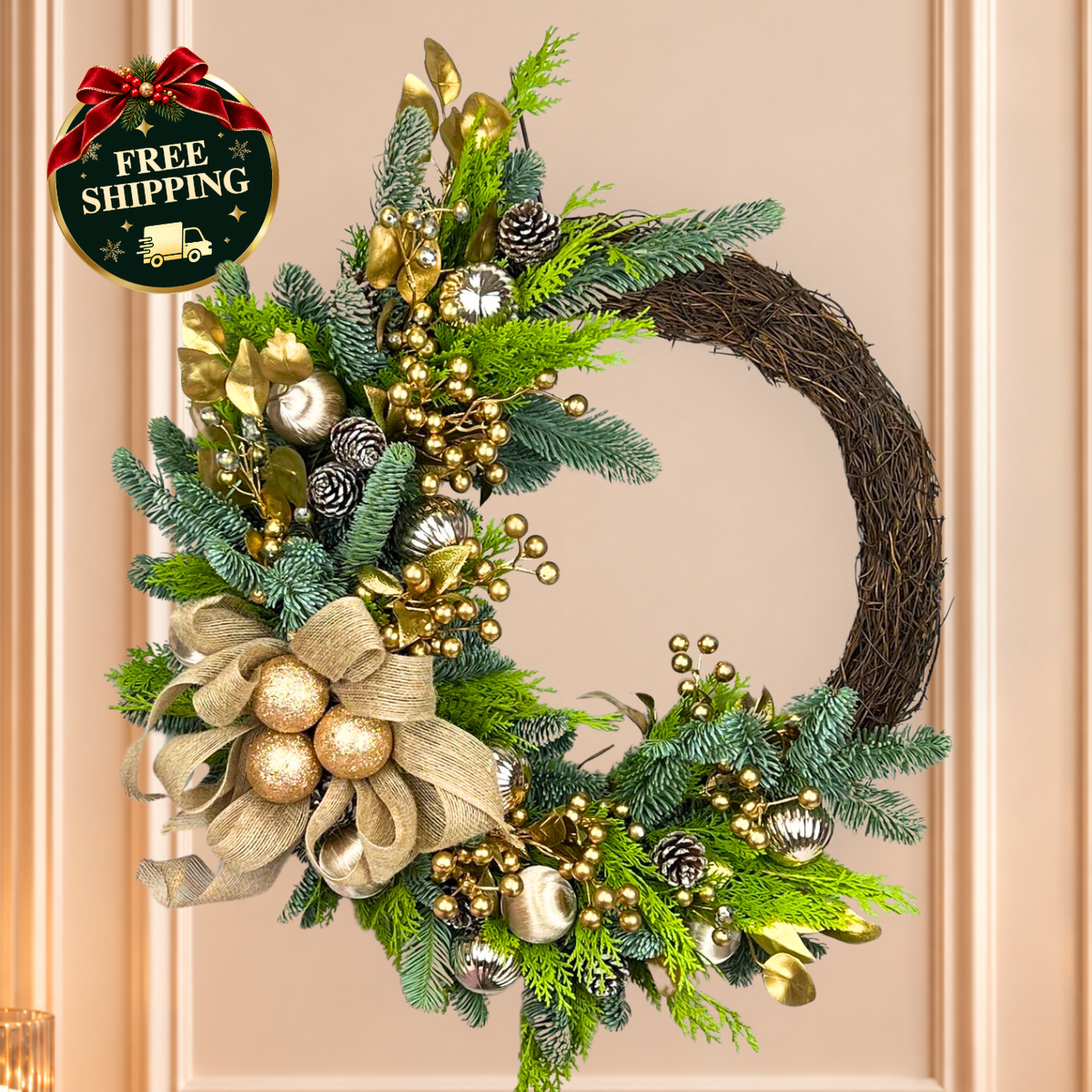 Glittering Mistletoe - Christmas Nobilis Wreath