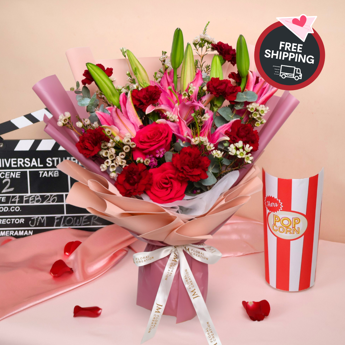 Nurturing Delights (Lily, Rose) - Valentine Flower Bouquet