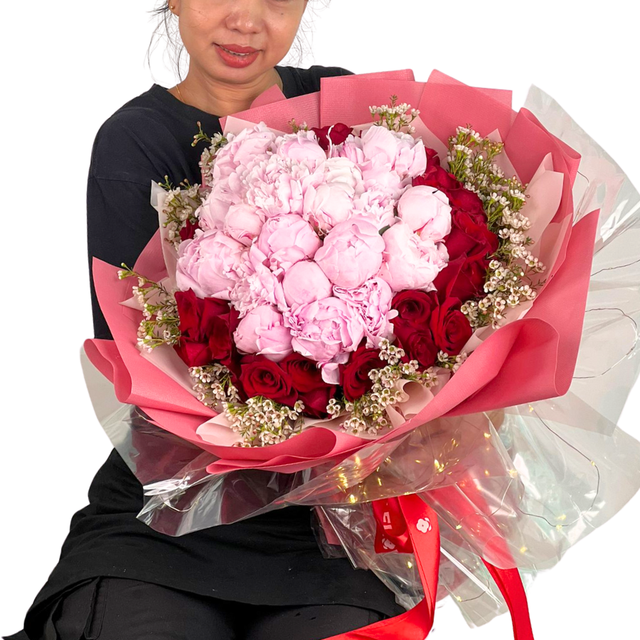 Peony Rose Opulence (Ecuadorian Roses, Peonies) - Flower Bouquet