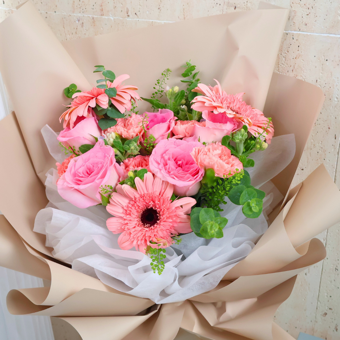 Ophelia (5 Roses, 3 Gerbera) - Flower Bouquet