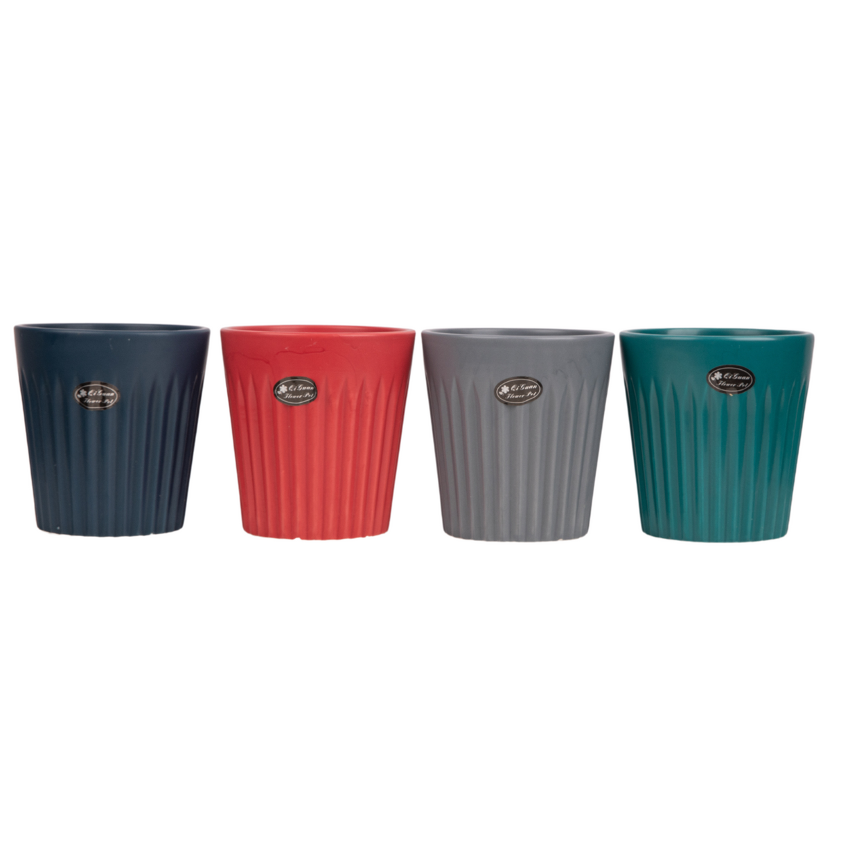 Flowerpot with houseplant and pottery cup.