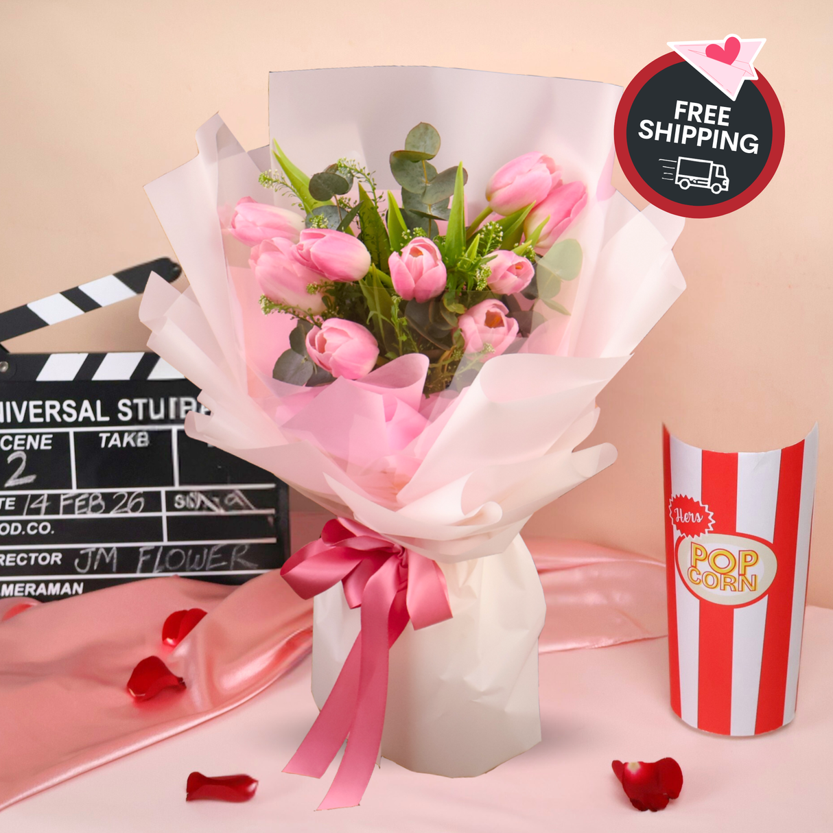 Cloud Love (10 Tulips) - Valentine Flower Bouquet