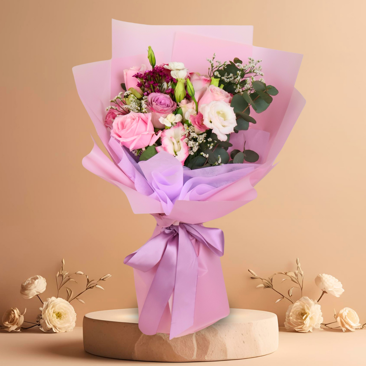 Petal Dream (5 Roses, Eustoma)