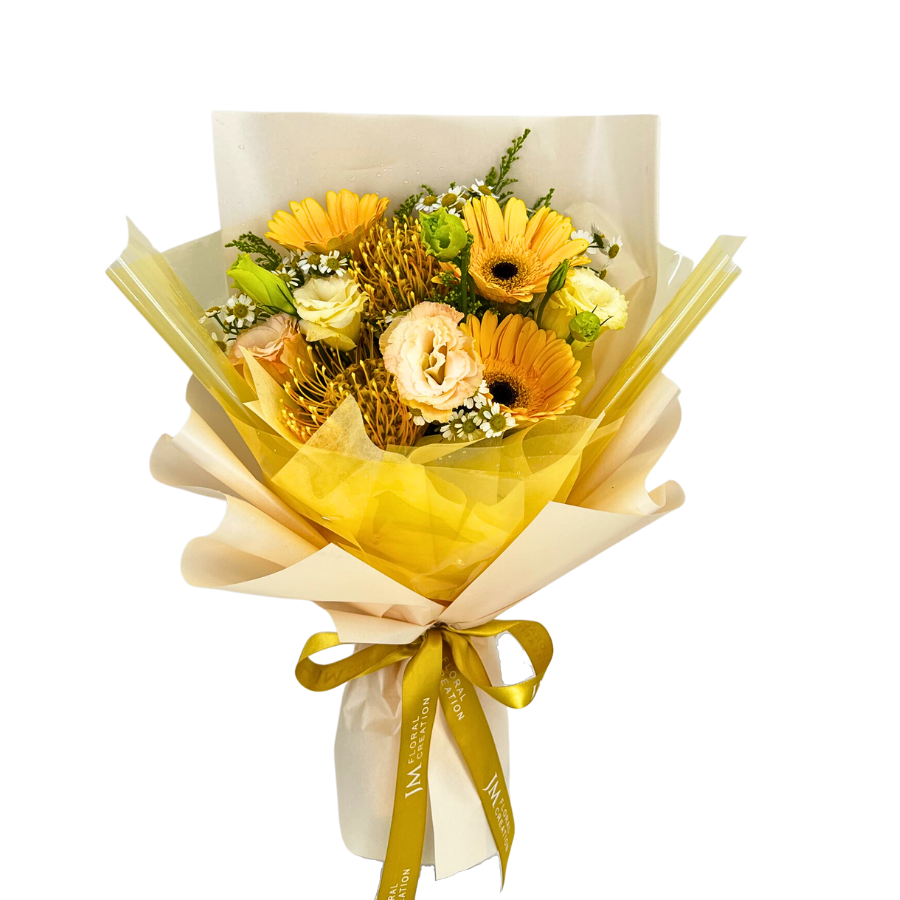 Peyton (3 Gerbera, 2 Pin Cushions) - Flower Bouquet