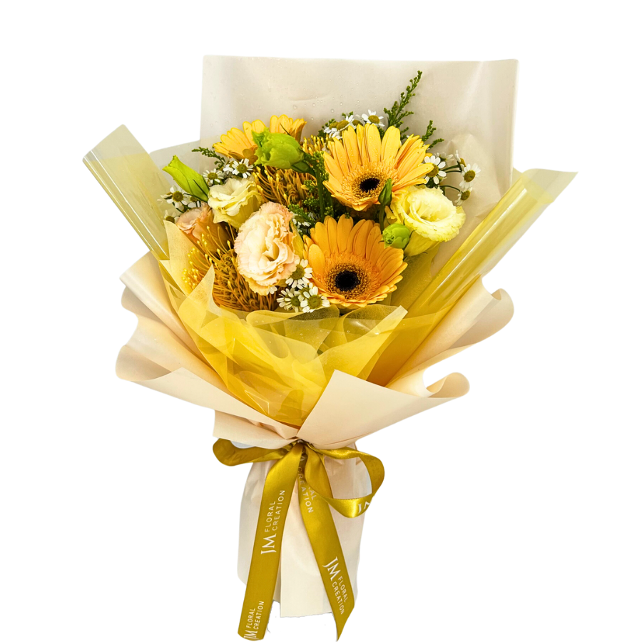 Peyton (3 Gerbera, 2 Pin Cushions) - Flower Bouquet