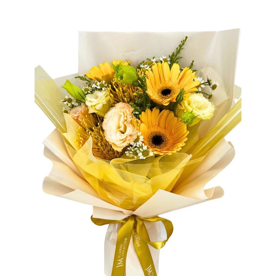 Peyton (3 Gerbera, 2 Pin Cushions) - Flower Bouquet