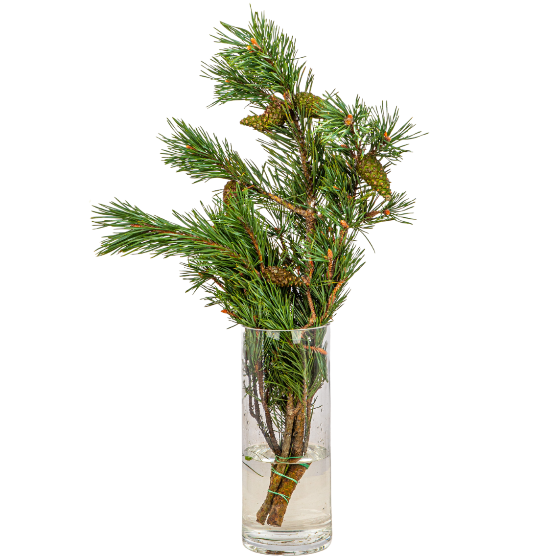 Red flower bouquet in pink basket.