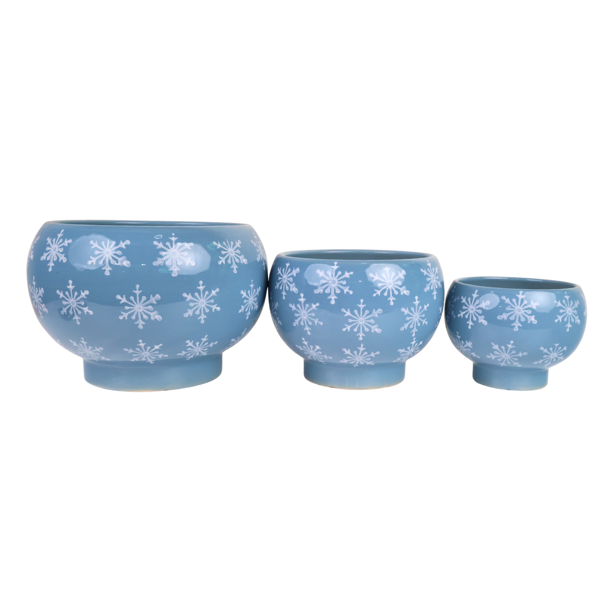 Snowflake Blue Ceramic Pot