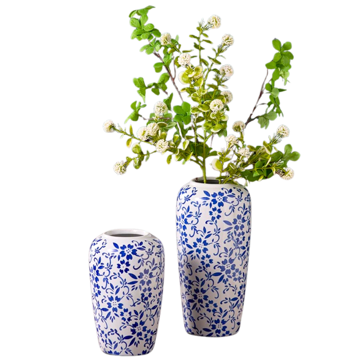 Assorted flowerpots with geraniums.