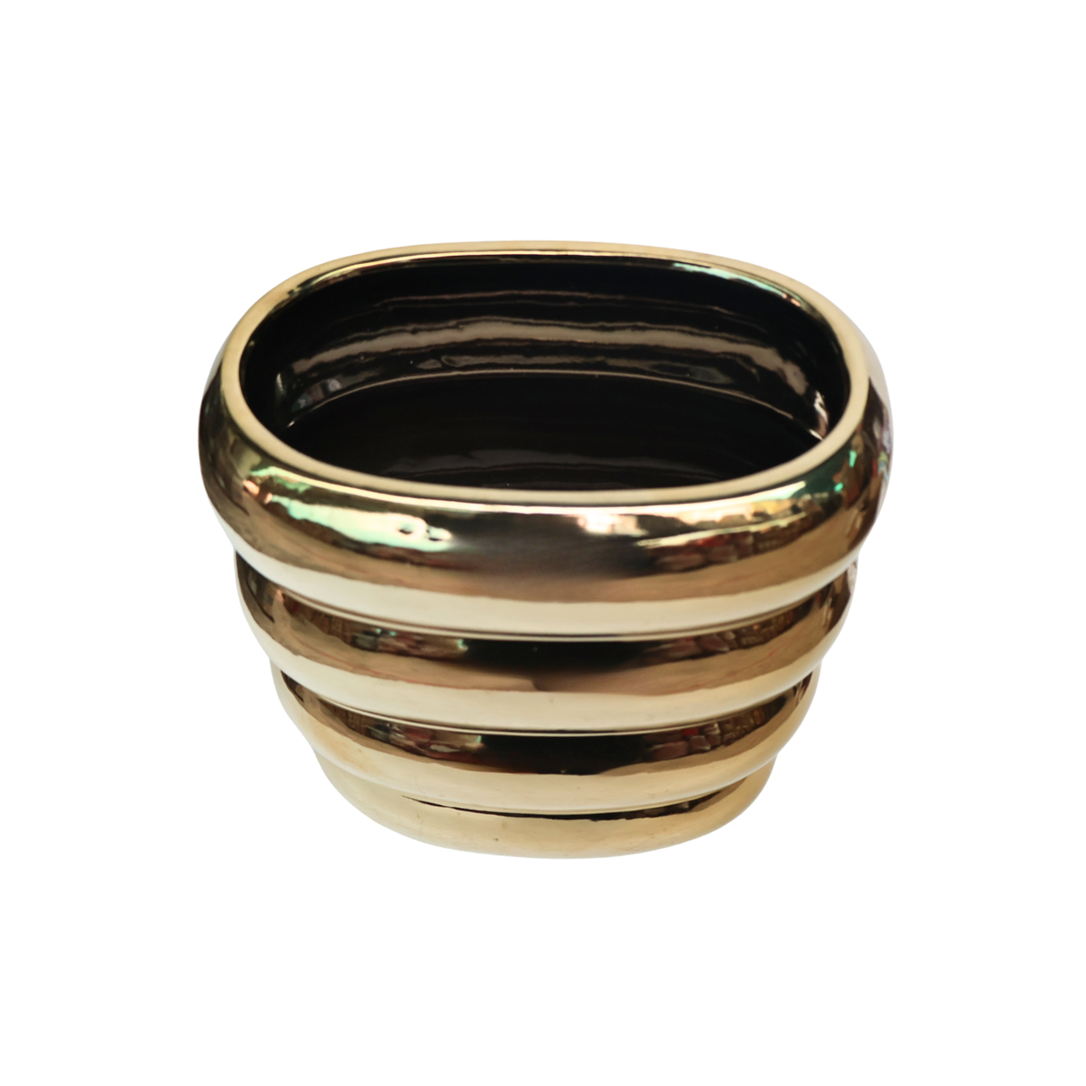 Curvy Metallic Ceramic Pot