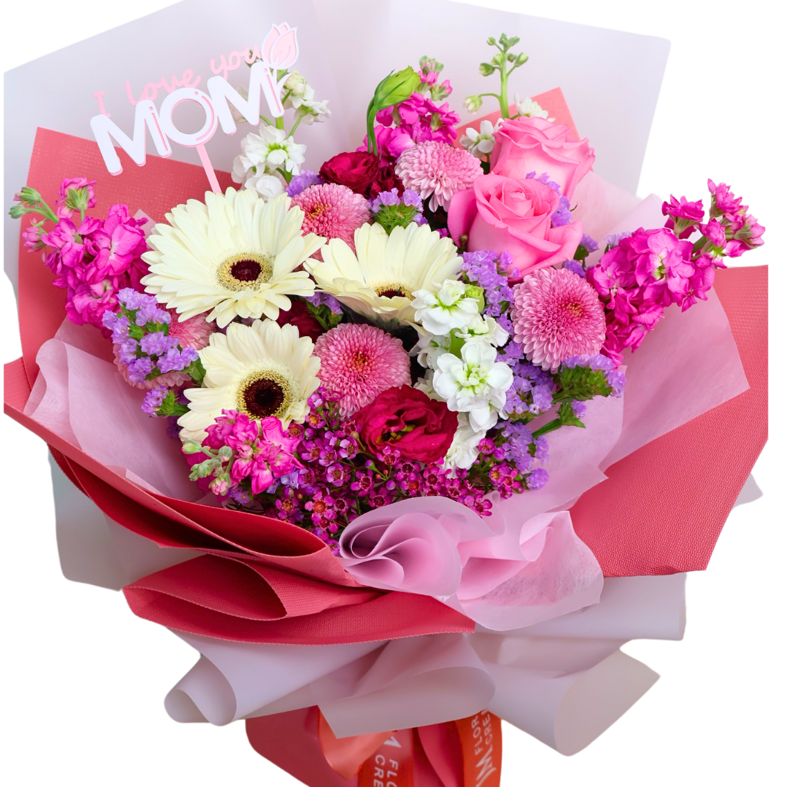 Queen Sentiment (3 Roses, 7 Mattiola) - Mother's Day Bouquet