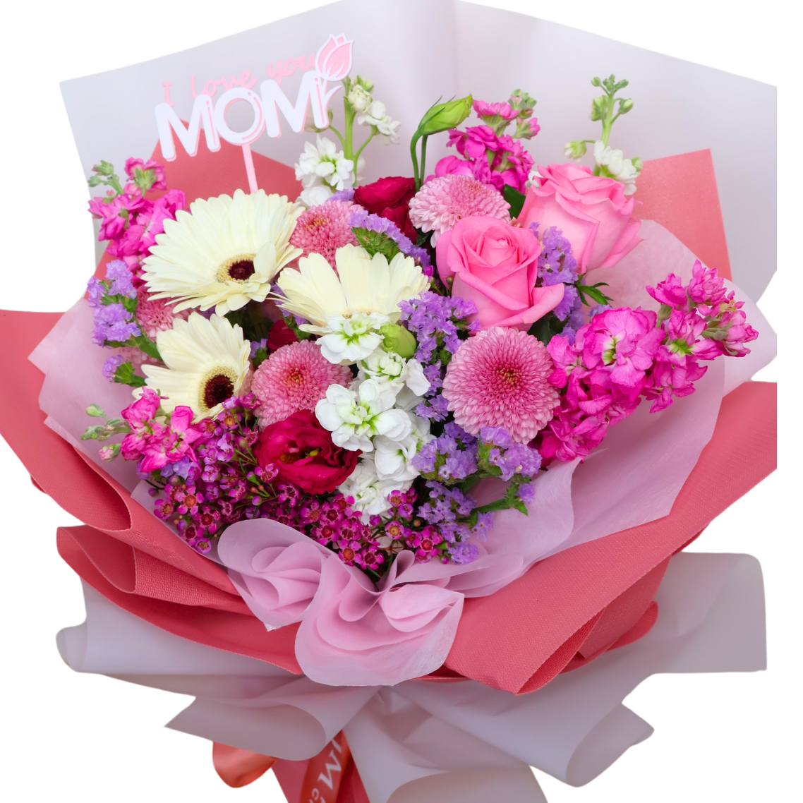 Queen Sentiment (3 Roses, 7 Mattiola) - Mother's Day Bouquet