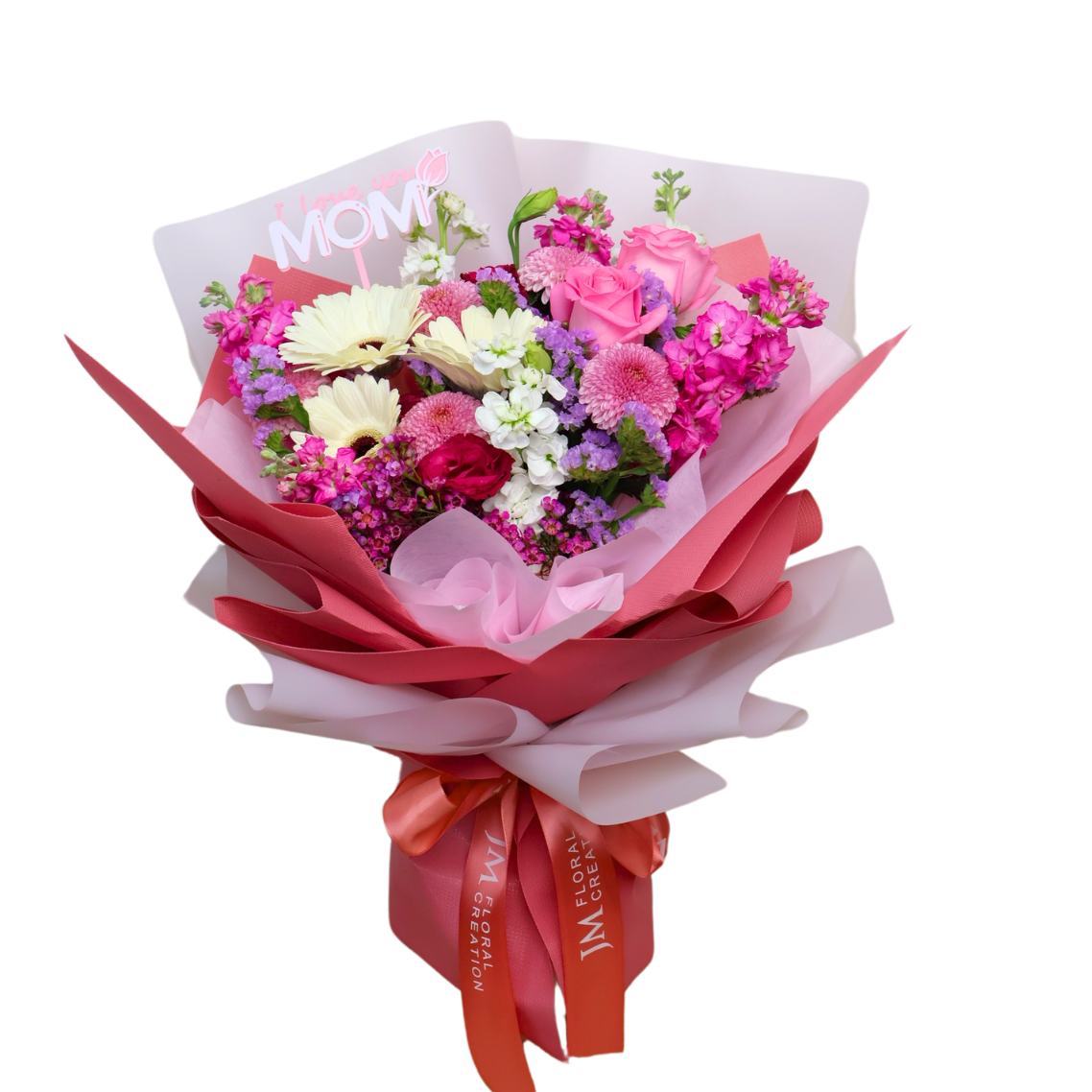 Queen Sentiment (3 Roses, 7 Mattiola) - Mother's Day Bouquet