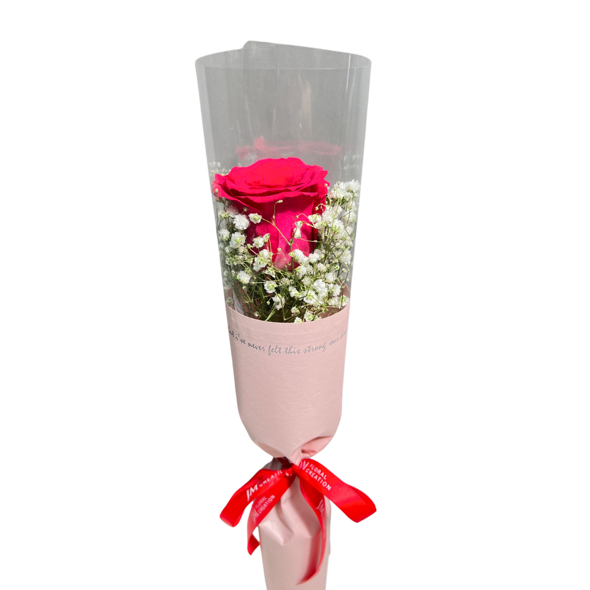 Rose Single Stalk with Baby's Breath Bouquet