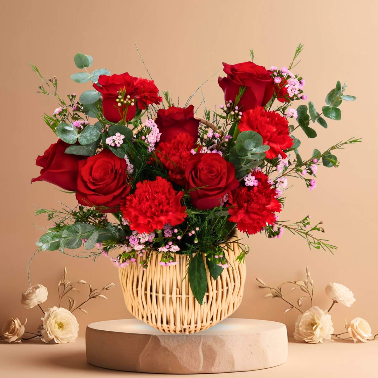Rouge Radiance (6 Roses, 6 Carnations)