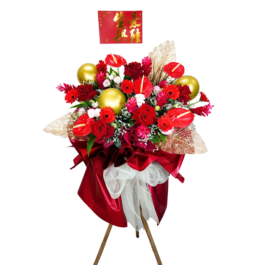 Pink and red flower bouquet for floristry gift.