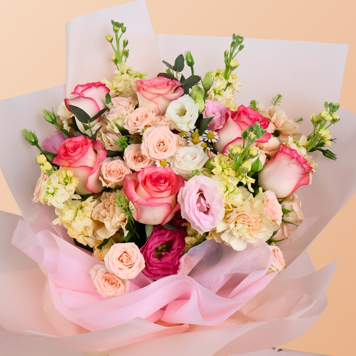 Sunbeam Kiss (Roses, Carnations, Mattiola)