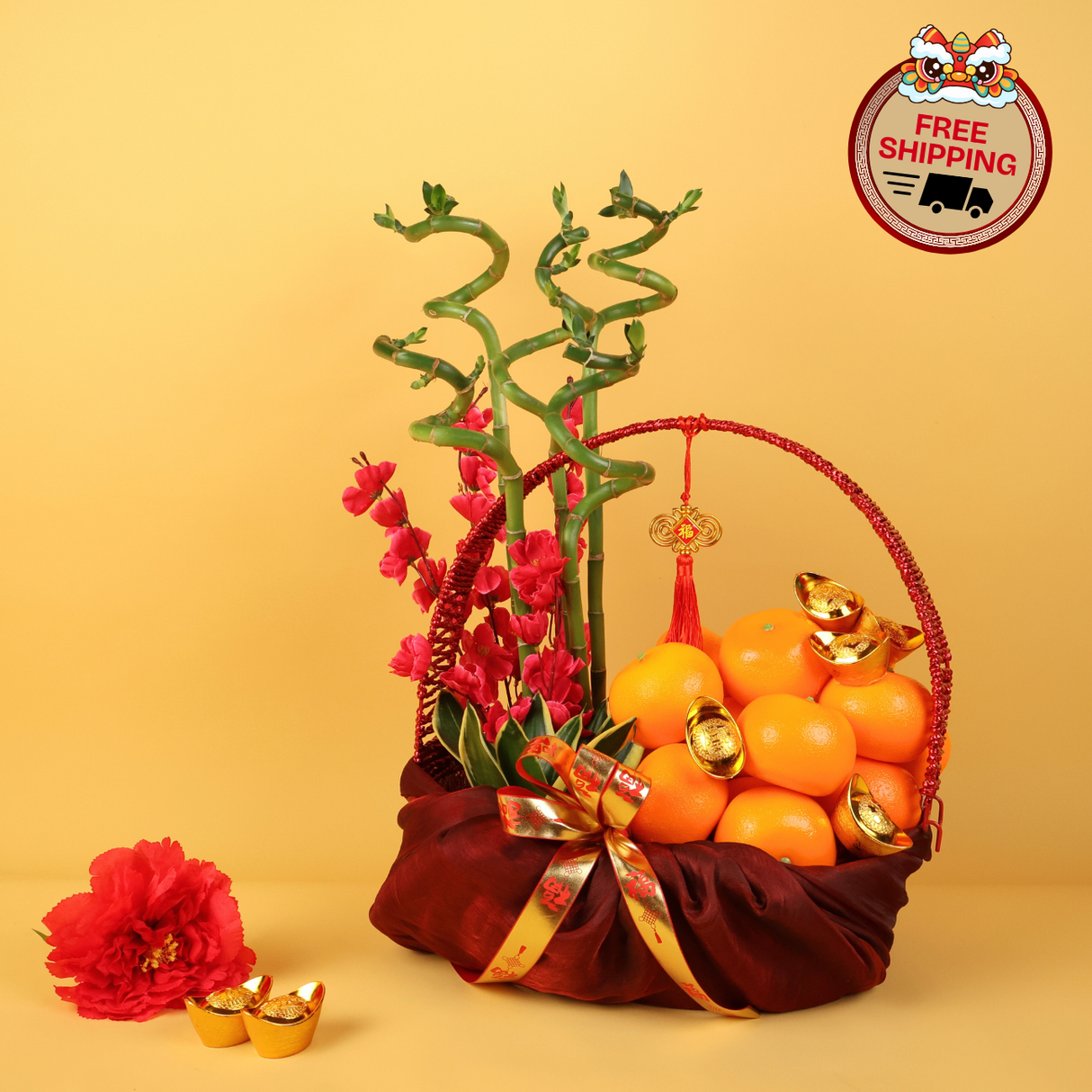 Treasure Blessings (18 Oranges) - Orange and Flower CNY Hamper