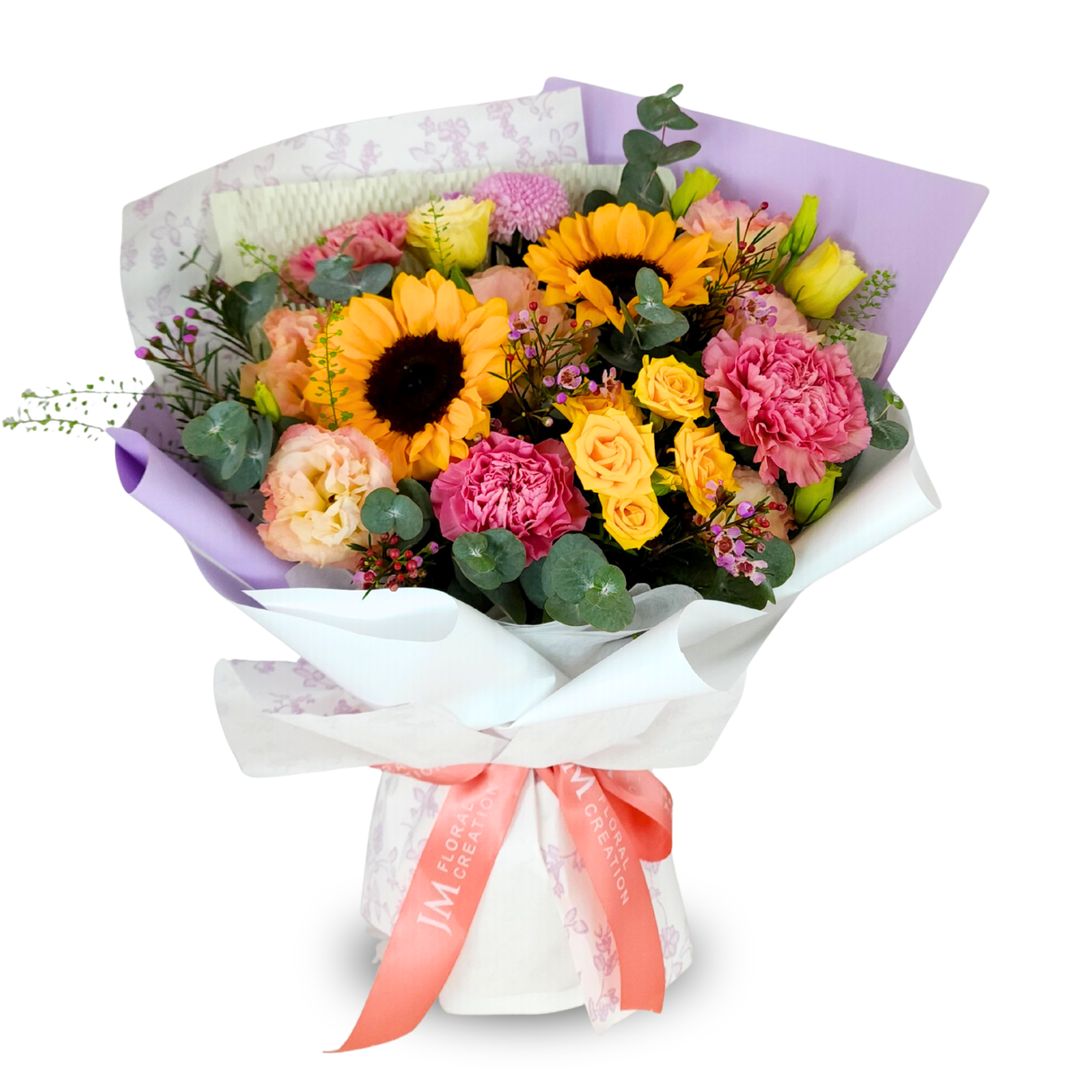 Vibrant Victory (Sunflowers, Carnations , Rose spray) - Flower Bouquet
