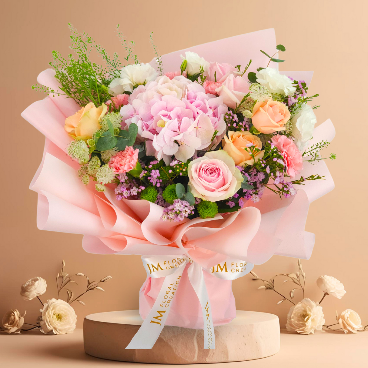 Zoe (Hydrangea, Roses, Carnations) - Mother's Day Bouquet