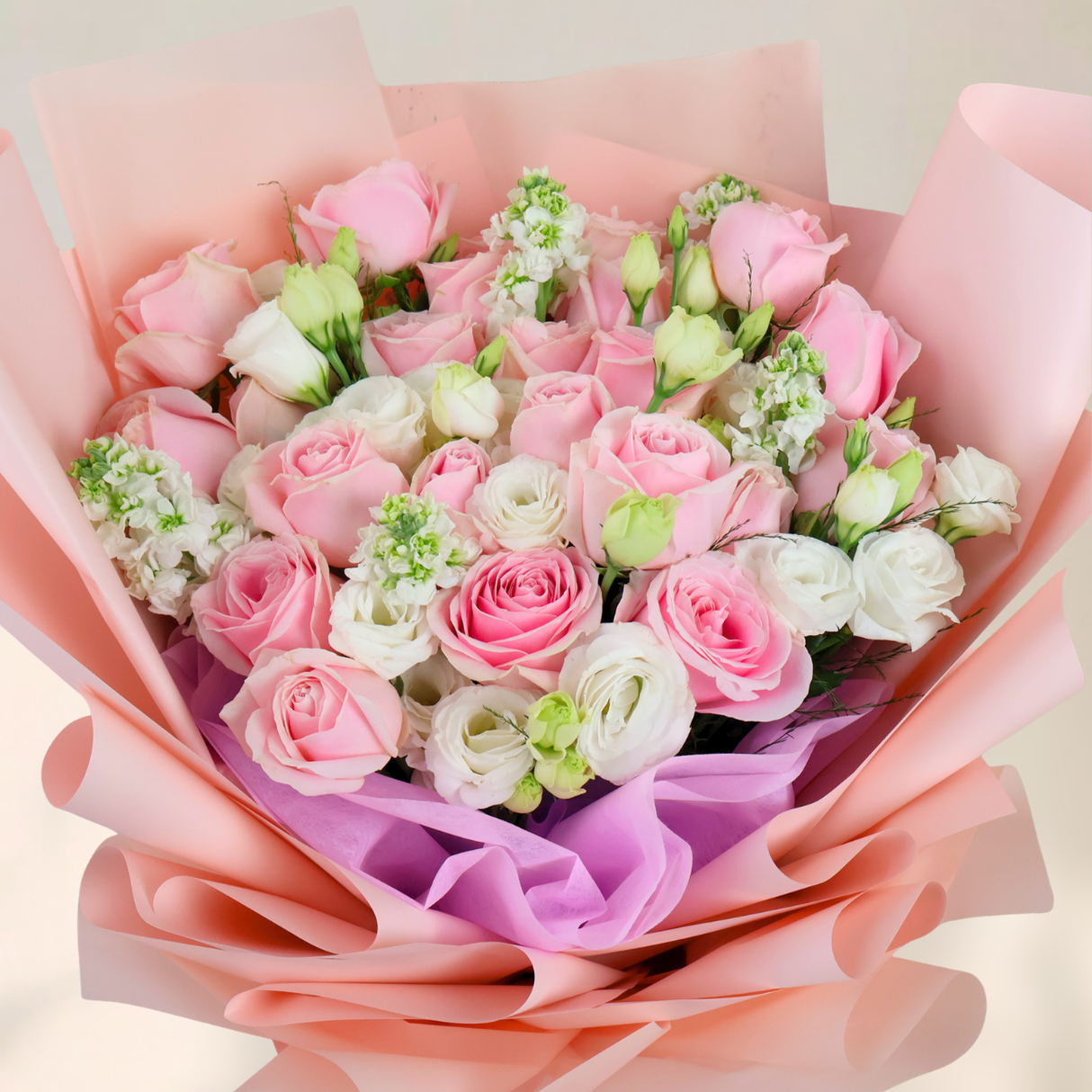Mira (Roses, Eustoma, Mattiola) - Mother's Day Bouquet