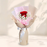 Rose Single Stalk with Baby's Breath Bouquet