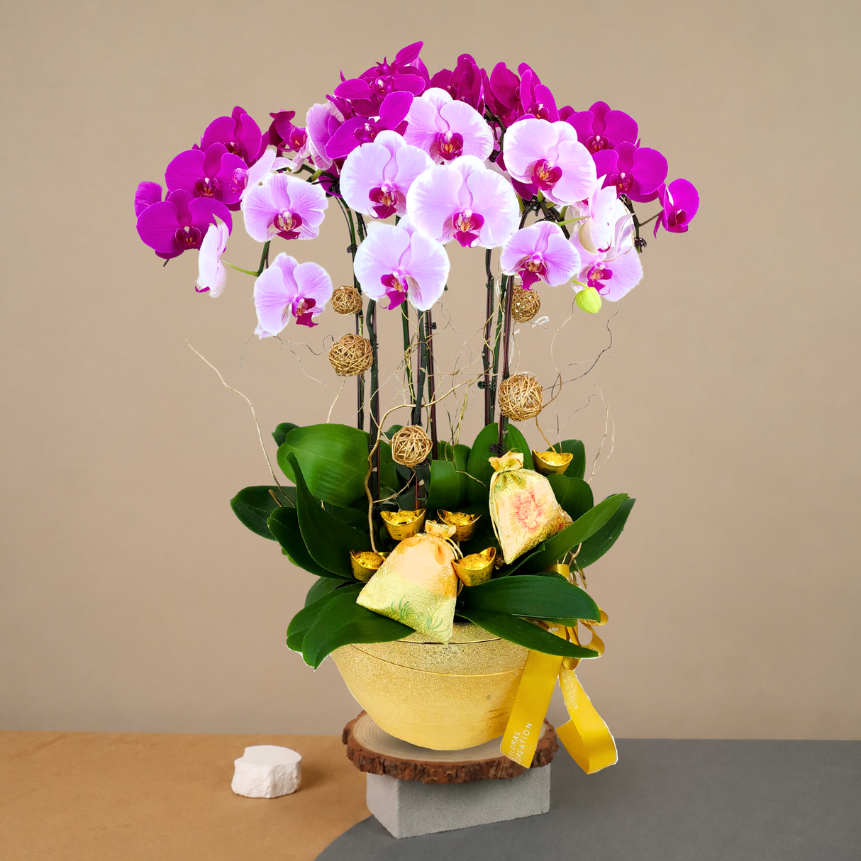 Wealth Blessings (8 Single Stalks) - Orchid Phalaenopsis