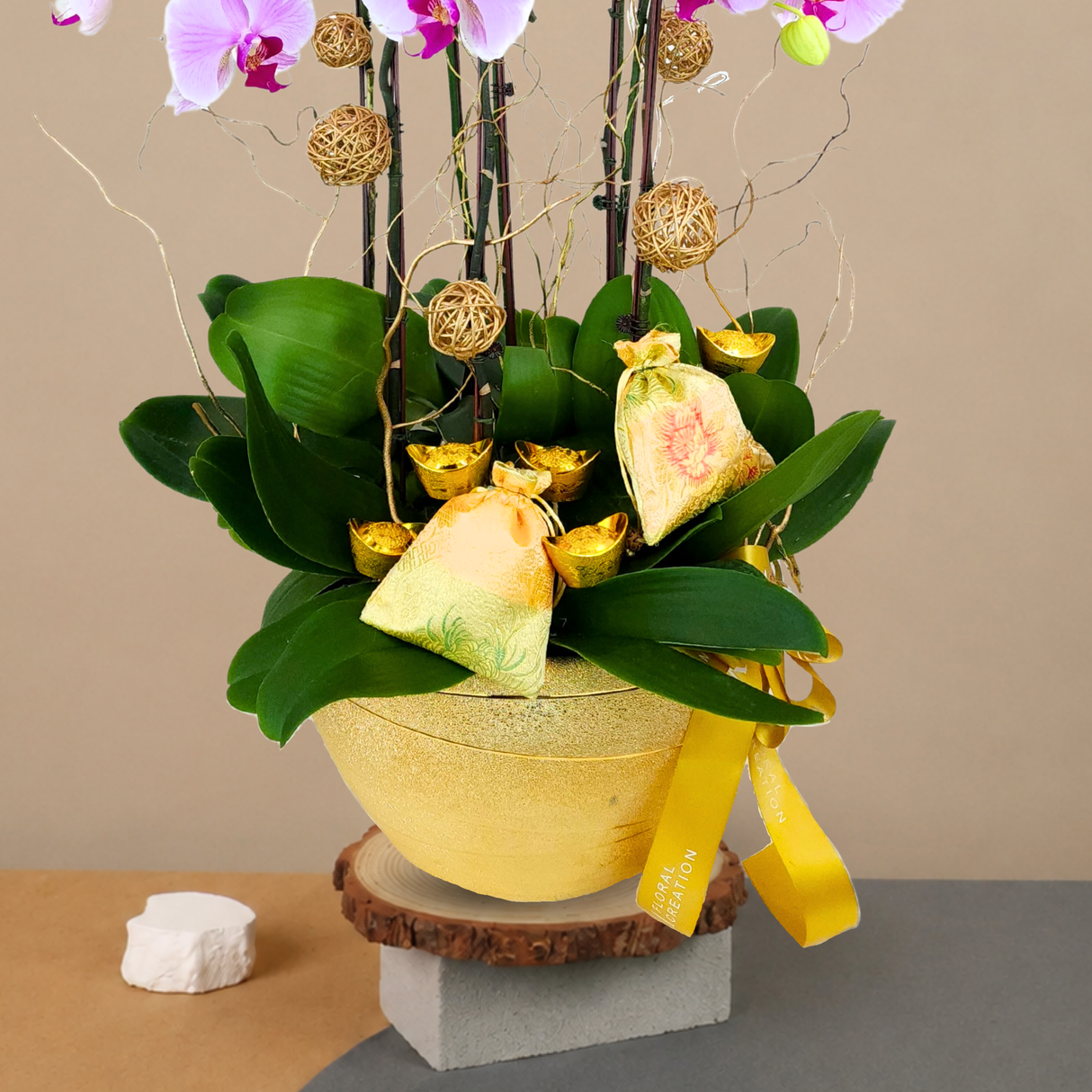 Wealth Blessings (8 Single Stalks) - Orchid Phalaenopsis