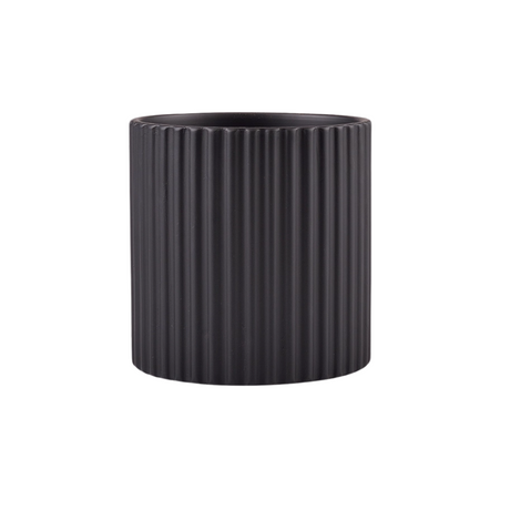 Ribbed Ceramic Pot with Saucer