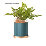 Ribbed Ceramic Pot with Saucer