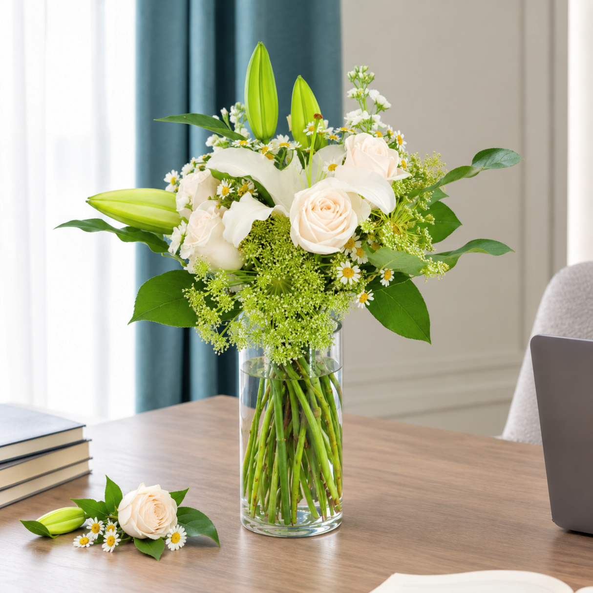 Angelina (Lilies, Mattiola, Ammi Majus) - Vase Arrangement