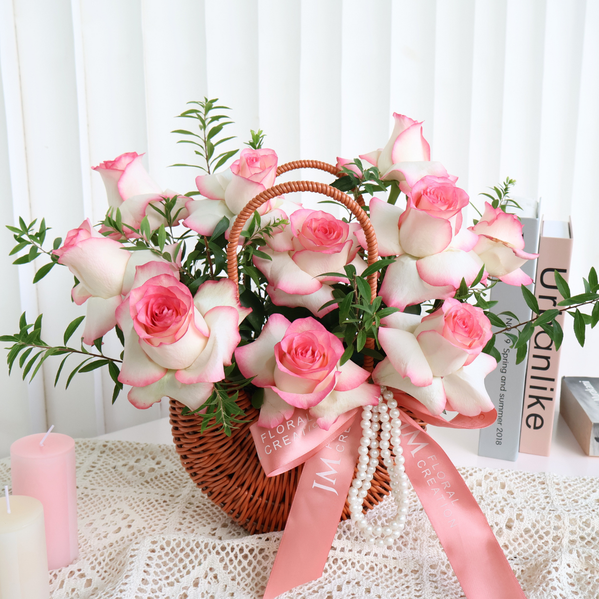 Rosy Charm (Roses) - Flower Basket